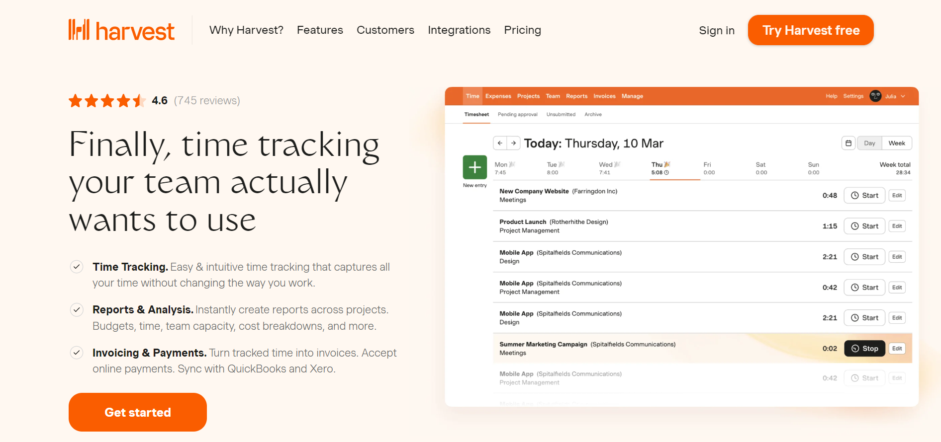 Harvest Easy Time Tracking Software With Invoicing