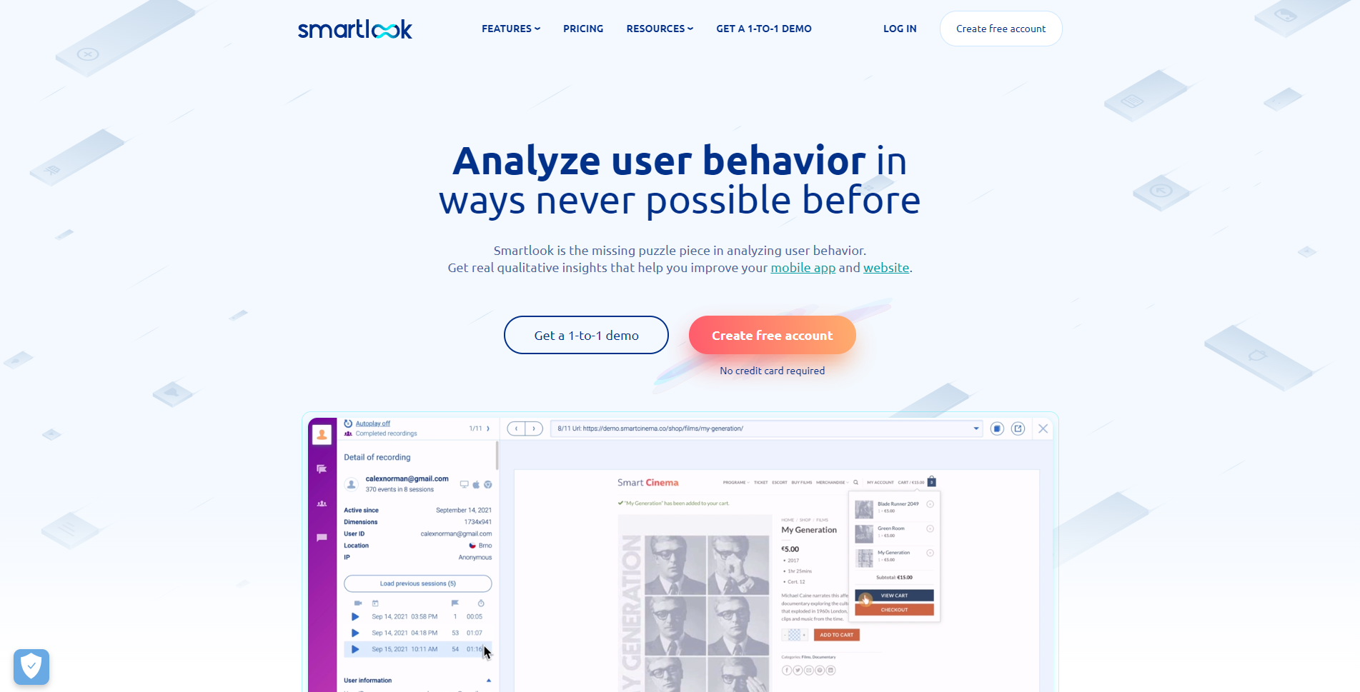 Session recording Behavior Analytics Tools Smartlook